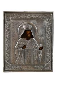 San Teodoro – Icona russa in argento, XIX secolo, Astrakan